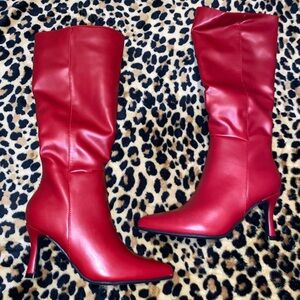 Edge Knee High Heel Boots - Red - 5.5 (Original price is 60$) #redboots